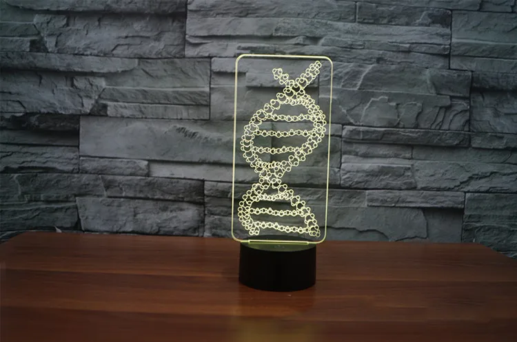 Светодиодный ночсветильник 3D 7 цветов модель ДНК настольная лампа с