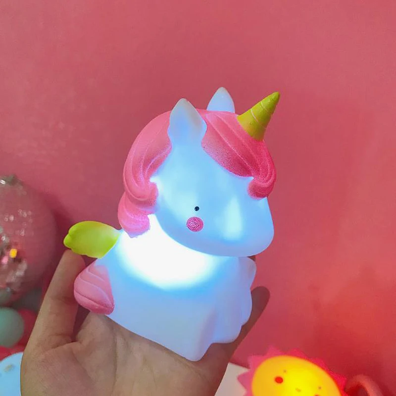 

1 Pcs Kawaii Sleeping Light PVC Night Lights Animal Unicorn Kids Gifts Small Table Lamp Glow In The Dark Toys Children Gift