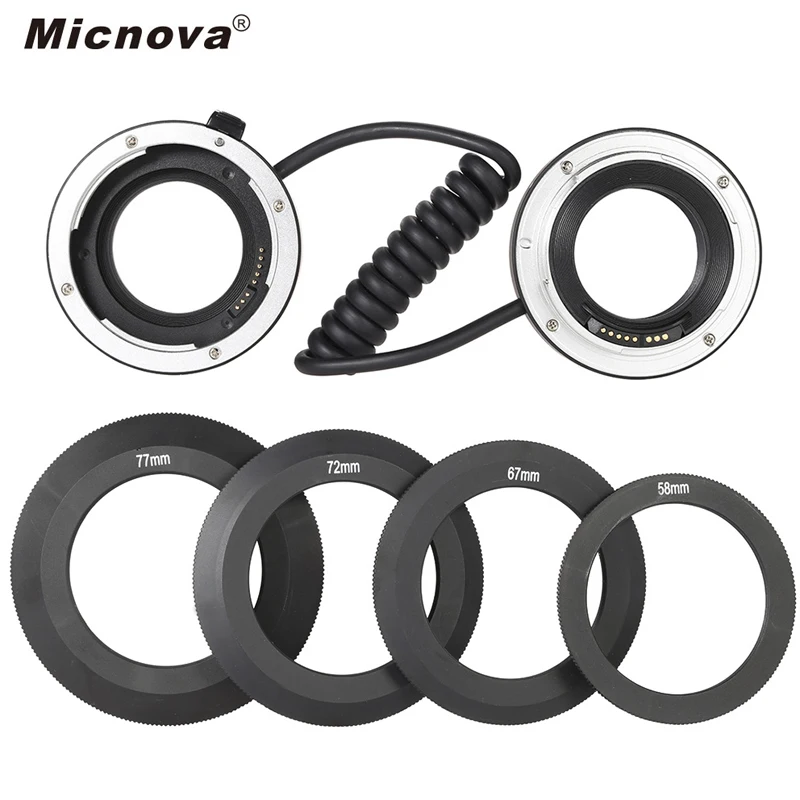 Micnova KK-MRA5C переходное кольцо Труба для объектива USM Canon EF/EF-S Крепление объектива с автофокусом для крупного плана Макросъемка обратное 4 кольцевыми адаптерами 58/67/72/77 мм