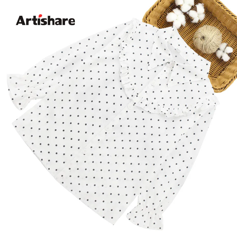 Блузки для девочек рубашки в горошек белая блузка девочек-подростков школьная