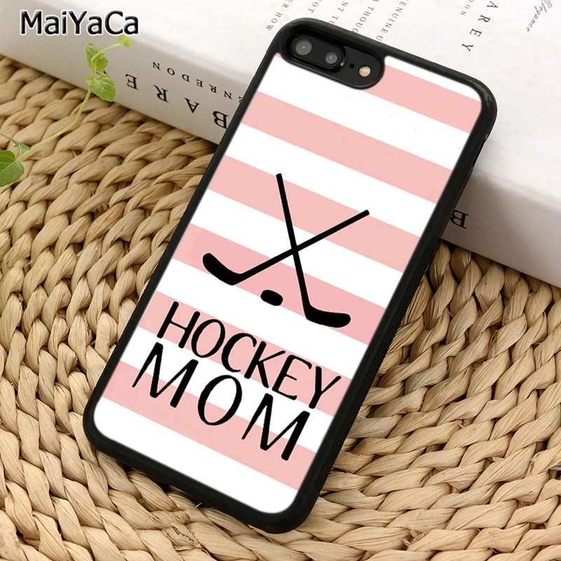 MaiYaCa Хоккейная Мама малыш Розовый Полосатый чехол для телефона iPhone 5 6S 7 8 plus 11 12 13 Pro