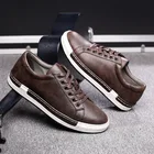 Мужские кожаные кроссовки, повседневная качественная Осенняя спортивная обувь, корейский стиль, большие размеры 47 48
