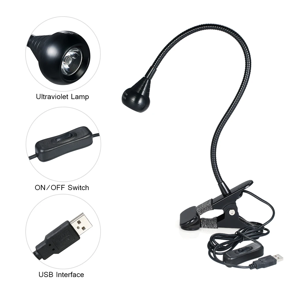 USB ультрафиолетовая лампа для сушки светодиодный черный светильник гусиная шея с