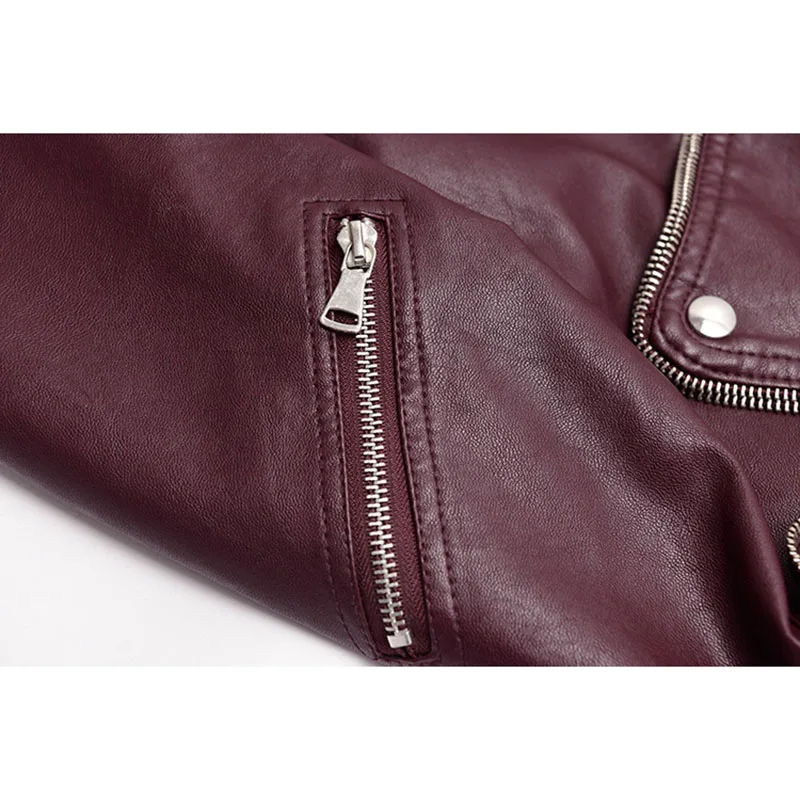

2021 New Spring Autumn Leather Jacket Women Casual Turn Down Collar Zipper Faux PU Leather Coats Female Streetwear Outerwear