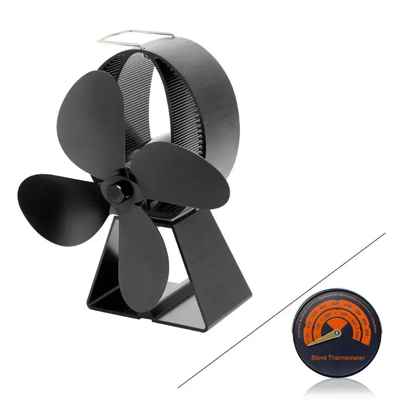 

28EB Heat Powered Wood Stove Fan with 4 Blades Burner Fireplace Eco-Friendly Efficient Heat Distribution Silent Operation