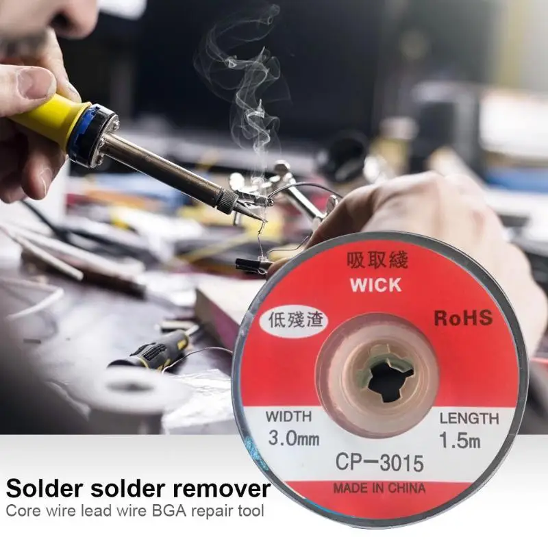 1.5m Wick Desoldering Braid Welding Solder Remover Wire Lead Cord for BGA Repair Improve the Speed of Cleaning PCB Pad | Инструменты