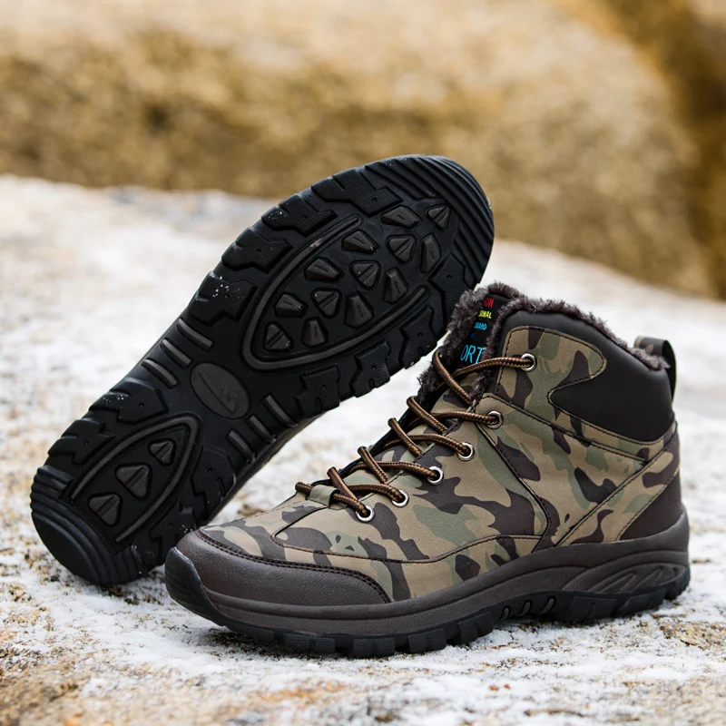 Водонепроницаемые зимние мужские рабочие ботинки с мехом теплые Мужская Уличная