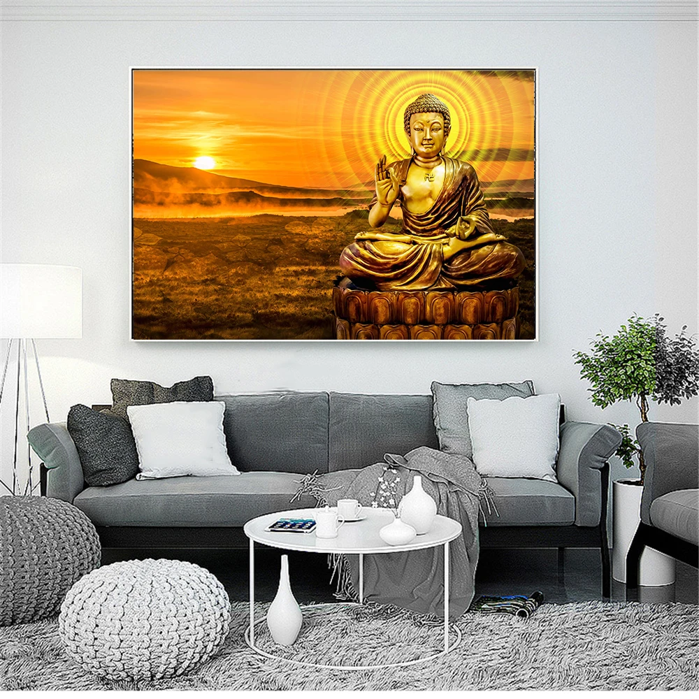 

Wall Art Print Buddha Posters Canvas Abstract Oil Painting Wall Pictures for Living Room Religious Home Decoration Zen