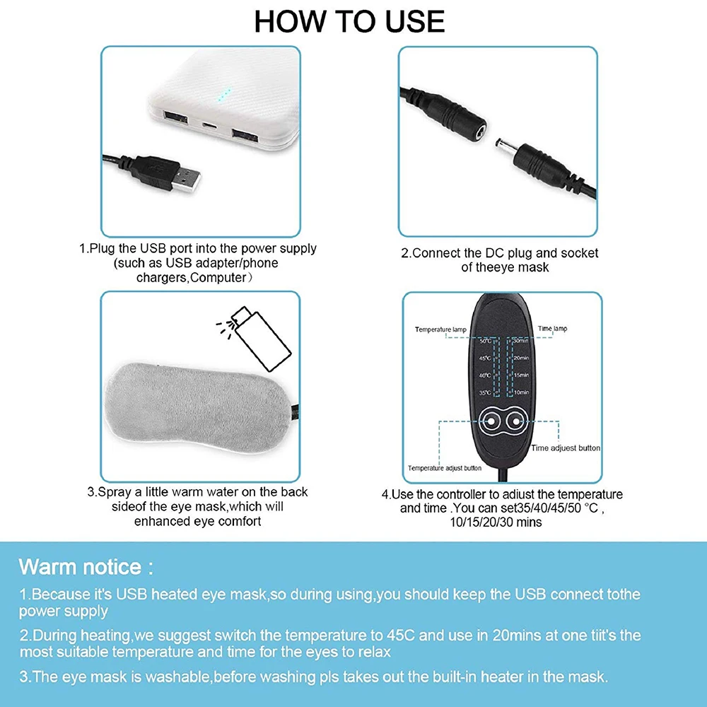 Маска для глаз с подогревом лаванды сна USB маска теплая Паровая сухая