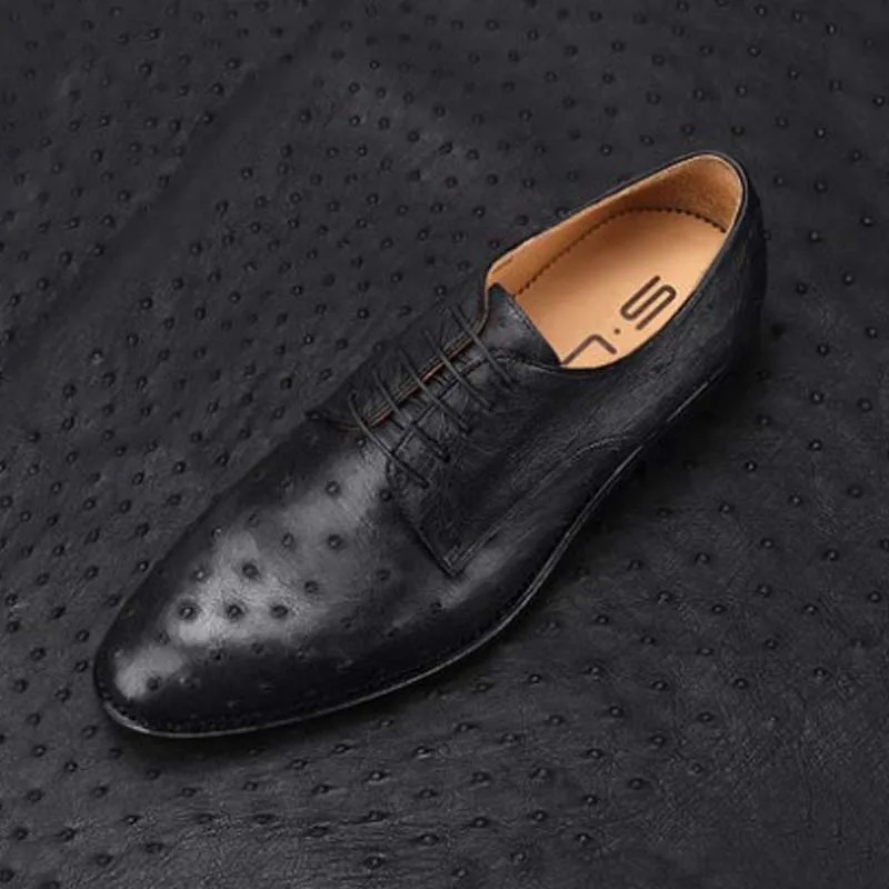 Новая мужская обувь из страусиной кожи SL высококачественные деловые кожаные