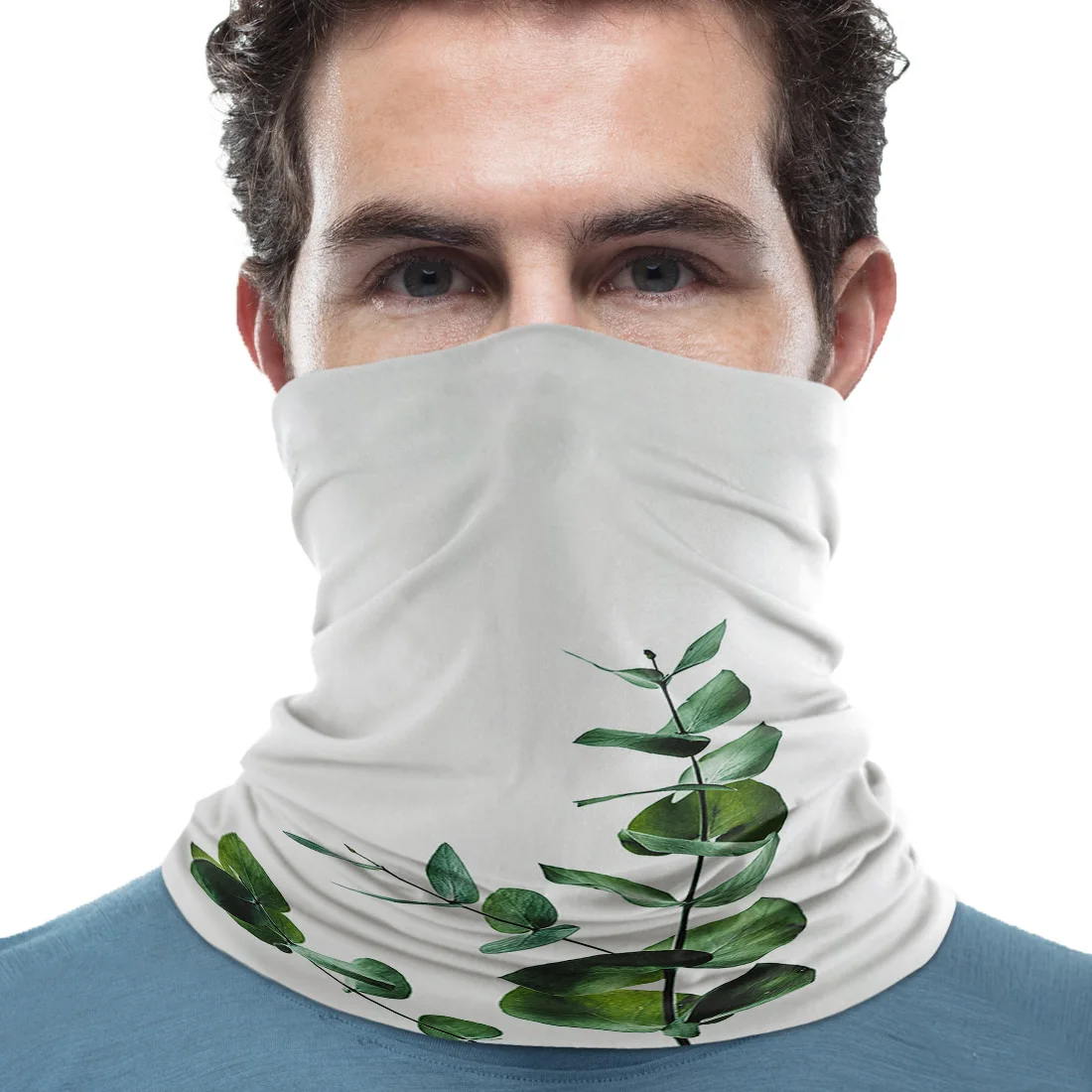 Зеленый Растительный Белый Универсальный шарф с листьями Мужской Женский