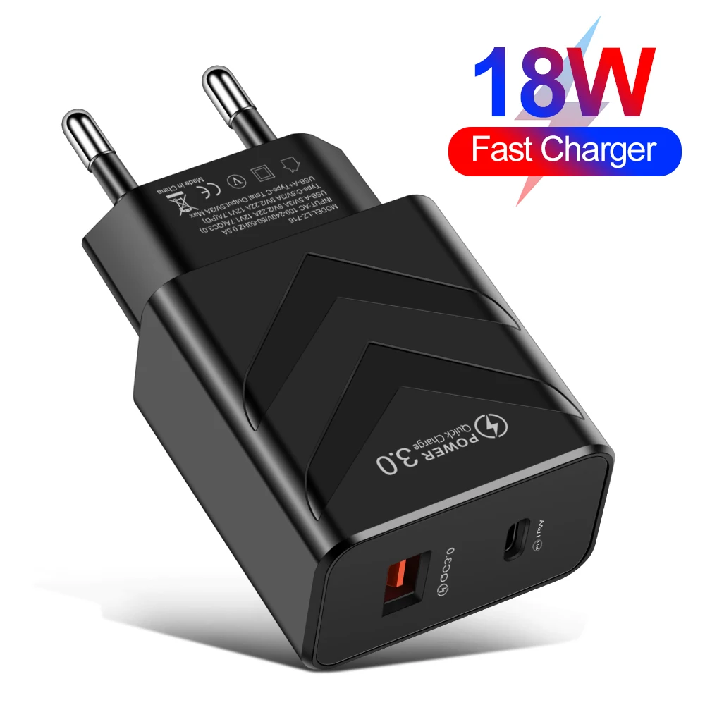 

QC3.0 USB Power Supply 220V TO 5V 3A Fast Phone Charger Power Adapter Type-C Travel Wall Plug Charging For Iphone Xiaomi Huawei