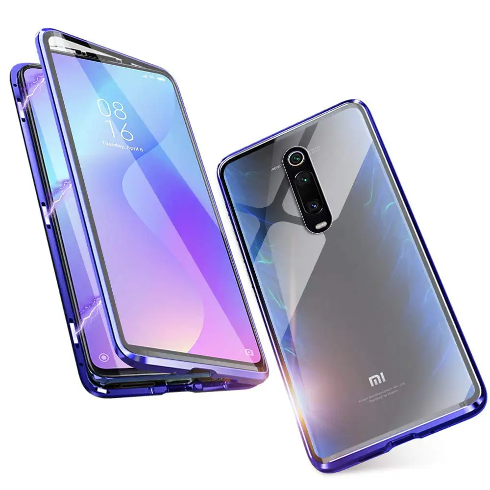 Магнитный чехол для Xiaomi Redmi Note 8 9 Pro с двойной стороной из закаленного стекла