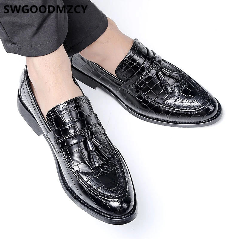 Туфли мужские свадебные крокодиловые без застежки лоферы деловые кожаные