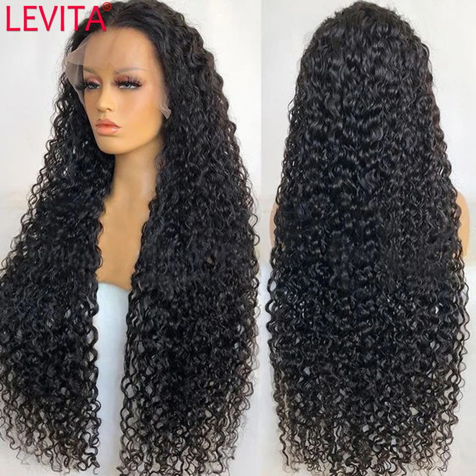 Kinky Curly Human Hair Wig Pre Plucked 30 Inch Brown Lace Front Wig Brazilian Lace Frontal Wigs For Women Deep Curly Closure Wig