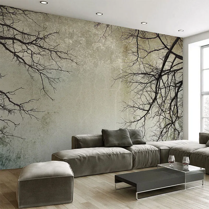 Пользовательские 3D Настенные обои ретро ветки фото Гостиная Наклейка для