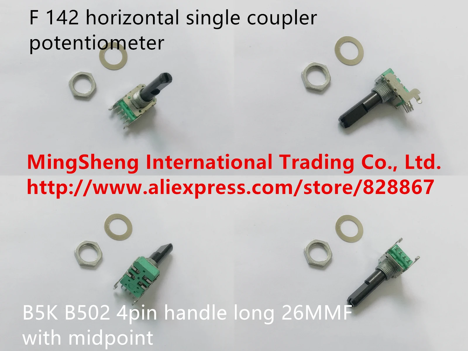 

Original new 100% import F 142 horizontal single coupler potentiometer B5K B502 4pin handle long 26MMF with midpoint (SWITCH)