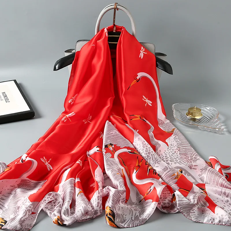 

Fashion Silk Scarf For Women Simulation Silk Shawl Winter Long Warm Scarf Shawl To Keep Out The Cold 2022 New Printed Silk Scarf