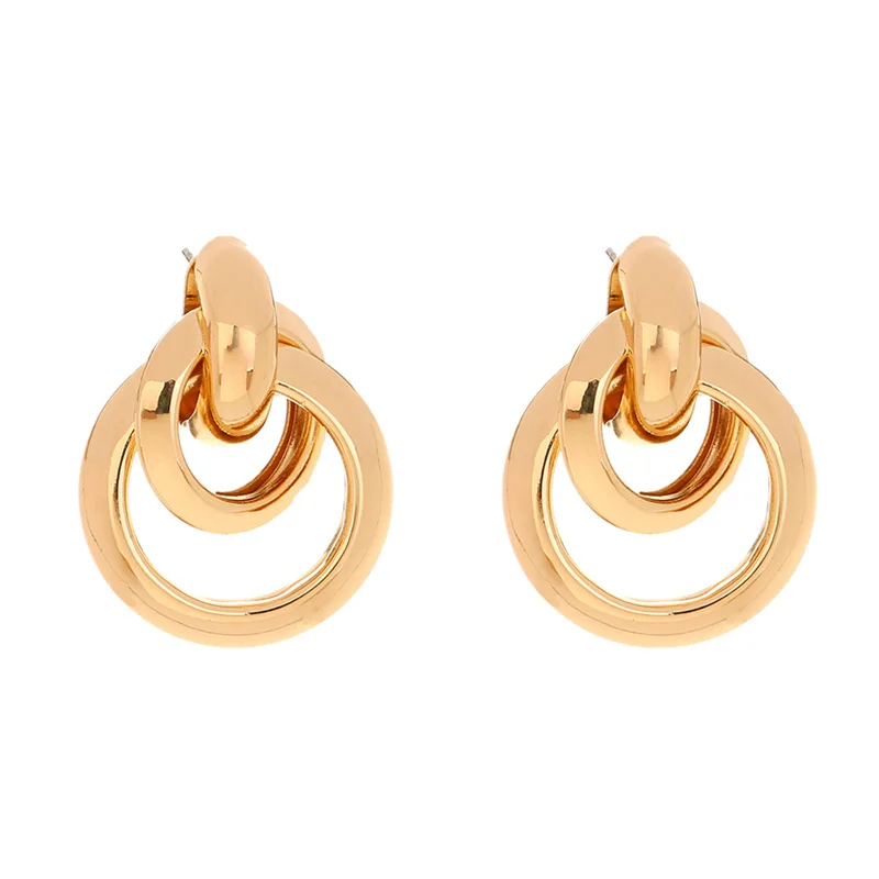 

Stainless Steel Geometry Drop Earrings For Women Gold Color Vintage Metal Hoop Earrings 2021 Trendy Fashion Jewelry Accessories