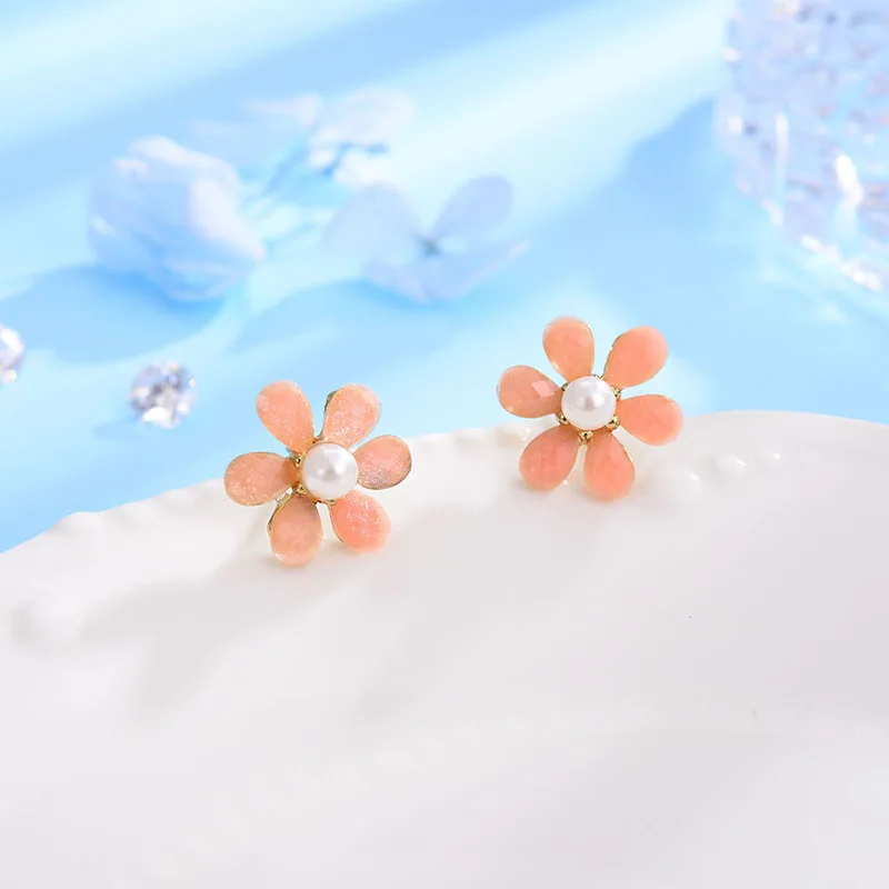 Shineland модные милые серьги с розовым цветком для женщин и девочек ювелирные