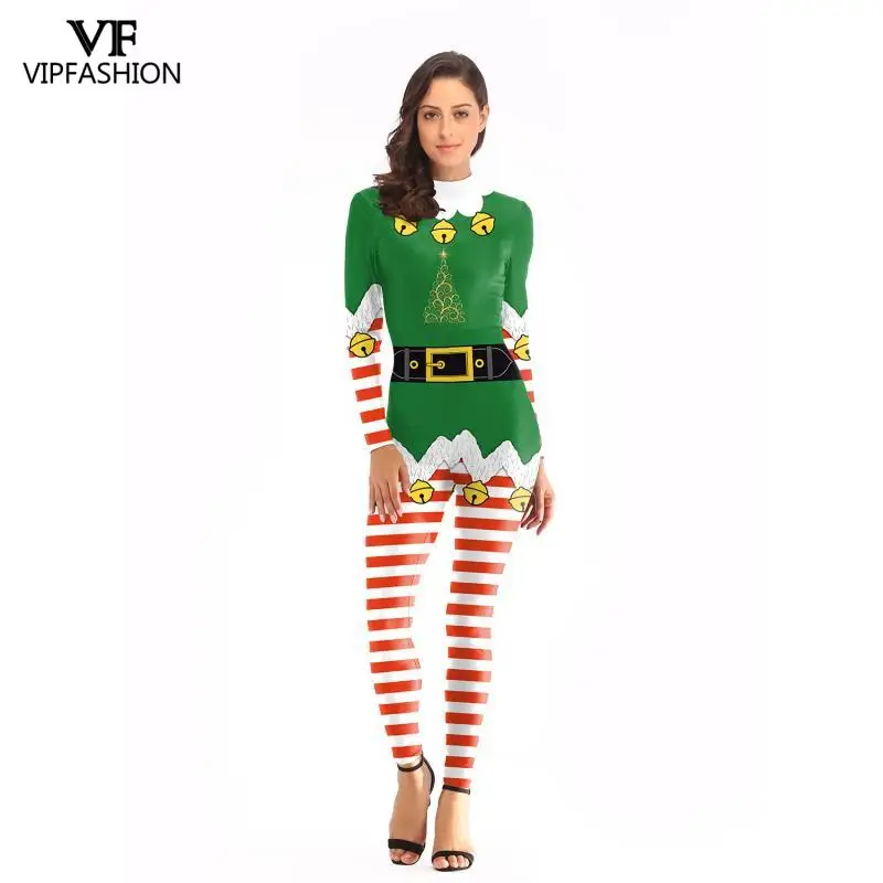 VIP модный Рождественский костюм Санта Клаус поясом комбинезон с принтом