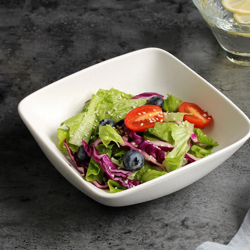

Japanese-style ceramic square salad plate plain and elegant restaurant dessert bowl creative western food set-up tableware house