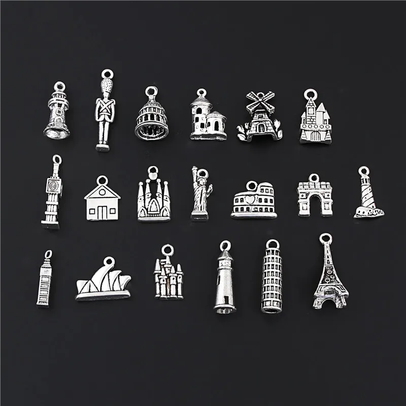 19 шт. серебряные подвески в виде замка солдата|Шармы| |
