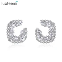 luoteemi big stud earrings for women cubic zircon crystal wedding engagement fashion jewelry dating christmas gifts