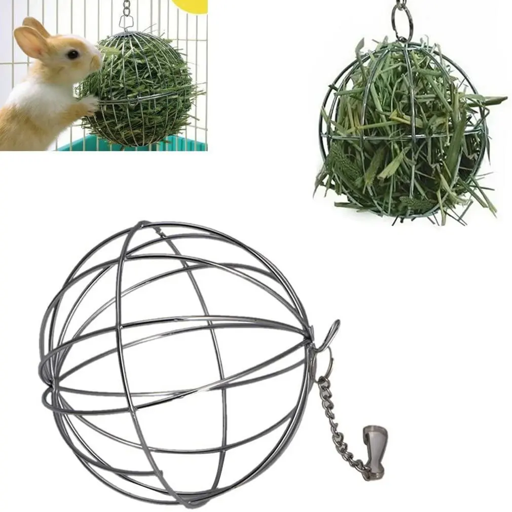 

Hot Pet-Keeping Fast Shipping Chew Toys Hollow Sphere Rabbit StainlessSteel Wire Dispenser for Pet Toy Ball with Chain Hook Gift
