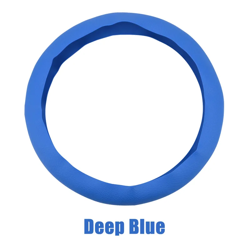 Deep Blue Кожаная текстура Авто силиконовая крышка рулевого колеса Перчатка Мягкая силиконовая рукоятка оболочка светящийся в темноте - Название цвета: Deep Blue