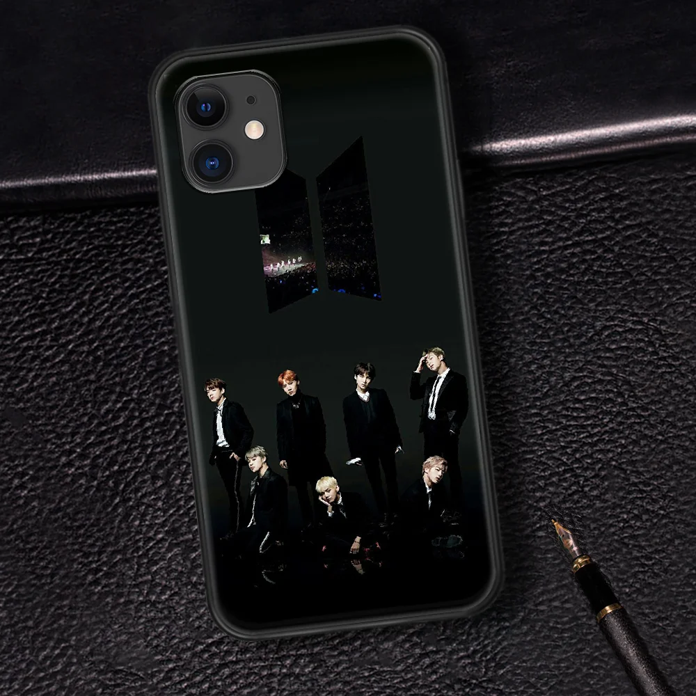

Bangtan Boys KPOP Phone Case For Iphone 5 5S SE 2020 6 6S 7 8 Plus 11 12 Mini X XS XR Pro Max black Shell 3D Cell Fashion Funda