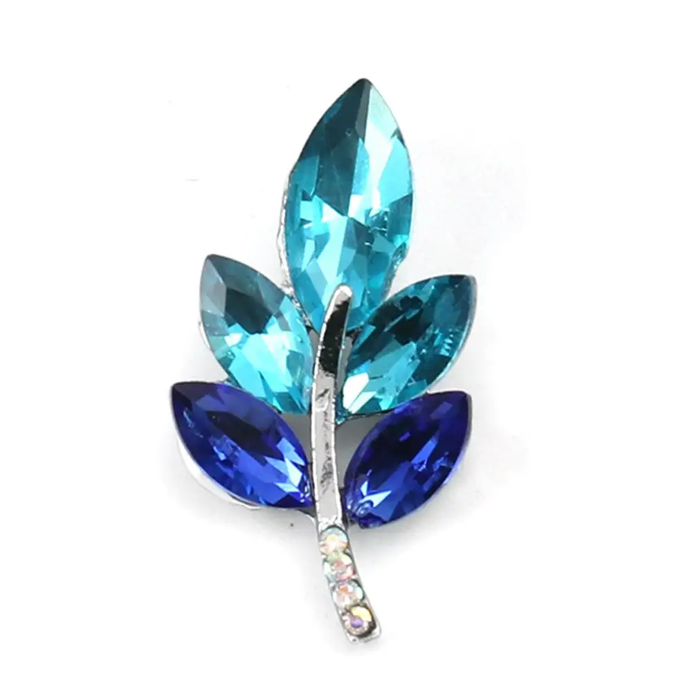 

5 PCs Charms Pendants Zinc Alloy Glass Pendants Leaf Royal Blue AB Color DIY Necklace Women Jewelry Accessories 3.2cm x 1.7cm