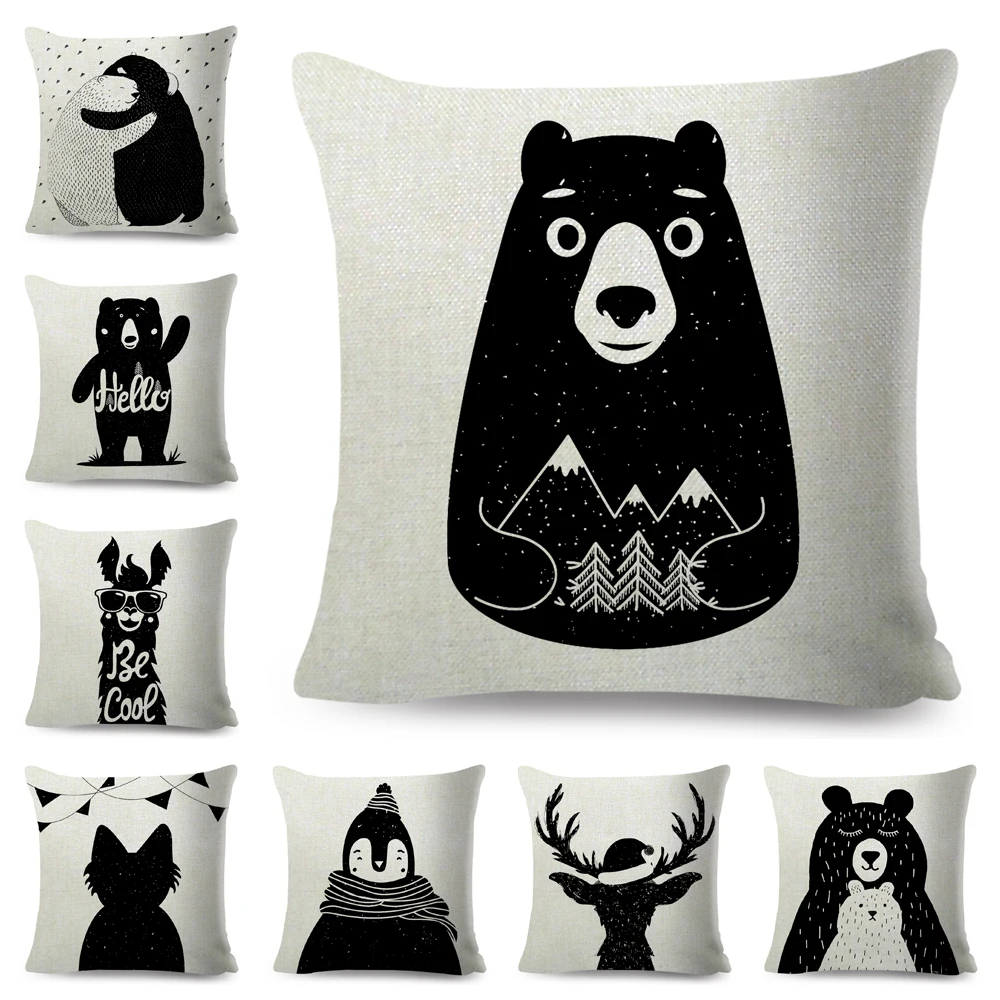 

Чехол в скандинавском стиле с изображением медведя для дивана, детской комнаты, подушки с мультяшным Изображением Животных, чехол для подуш...
