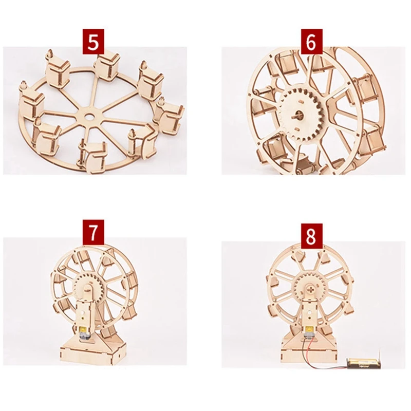 

3D DIY Electric Craft Ferris Wheel Puzzle Game Wooden Model Building Kits Science Educational Toys for Kids Gift