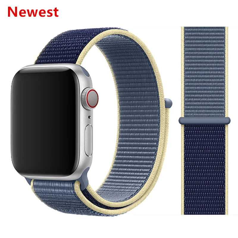 Нейлоновый ремешок для Apple watch 5 ремешок 44 мм 40 мм iWatch ремешок 42 мм 38 мм спортивный ремешок для часов Браслет Apple watch 4 3 2 1 38 40 44 мм - Цвет ремешка: Alaskan Blue