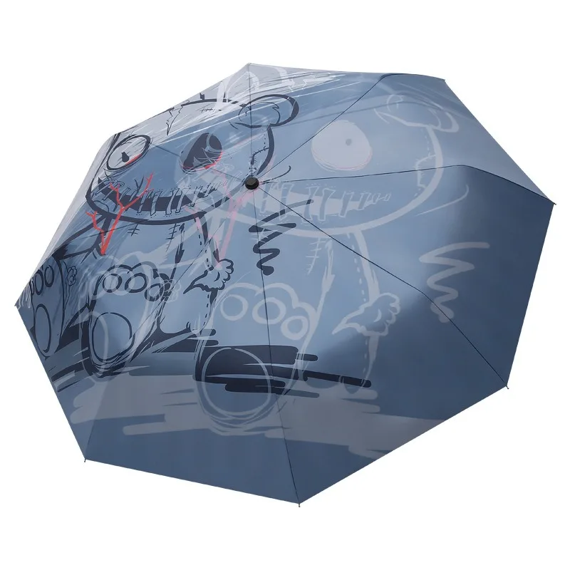 

Милый автоматический зонт с мультяшным медведем, женский ветрозащитный Портативный складной зонт с черным покрытием и защитой от УФ-лучей ...