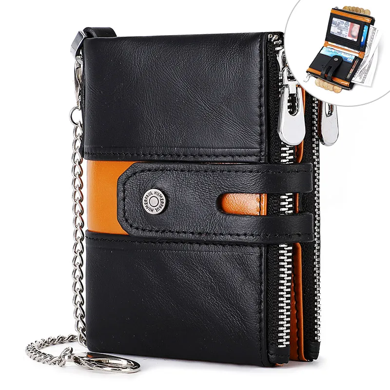 

Hot Style Anti-Theft Genuine Cowhide Leather Men's RFID Blocking Bifold Wallet Business Lady Short Purse Luxury Wallets For Man