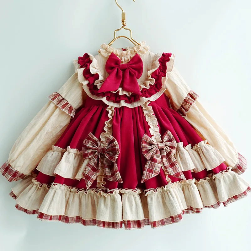 

Spain girls dress sweet bow kids girls clothes princess baby dresses lolita dresses for girls