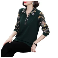 pullover long sleeve tshirt womens tops fashionable autumn printing stitching tee fat lady large size pullover ol loose t shirt