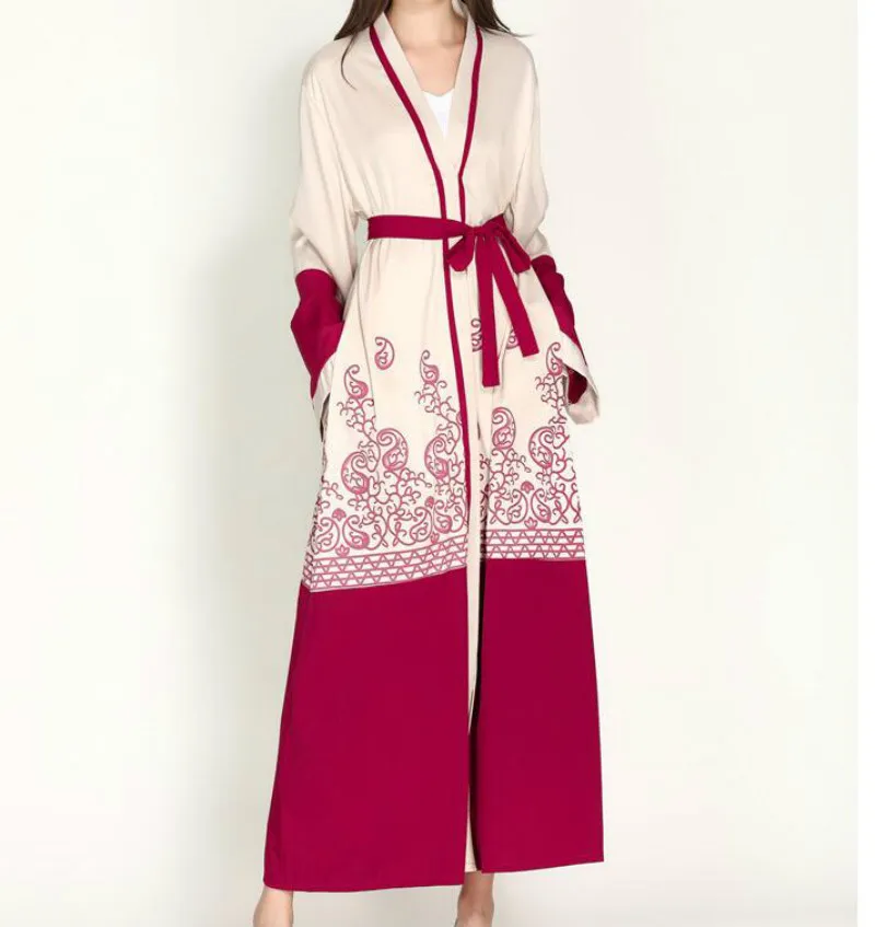 turkish robe Кимоно мусульманский Саудовский Аравия кафтан Nida Абаи Дубай в Малайзии модный принт марокканский кафтан кардиган цвета хаки Longo халаты больших Размеры - Цвет: turkish robe