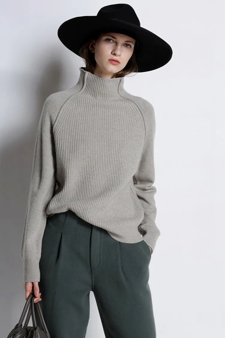 

Новинка 2021, одежда, Женский плотный пуловер с высоким воротником, свободный свитер, вязаная шерстяная рубашка большого размера