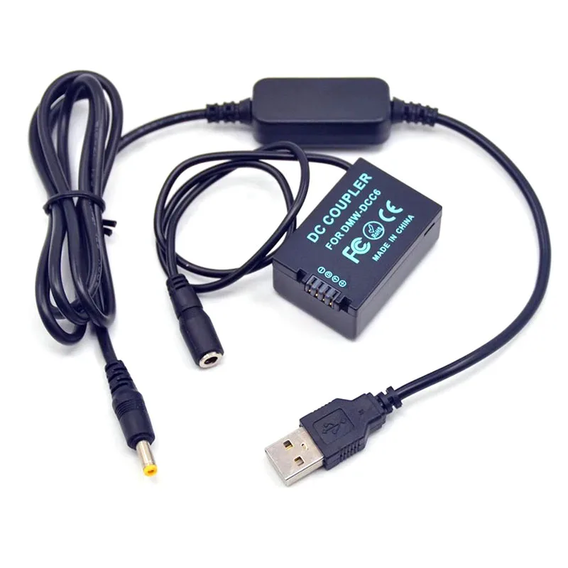 Внешний аккумулятор 5 В USB-Кабель-адаптер + искусственная батарея для Panasonic Lumix