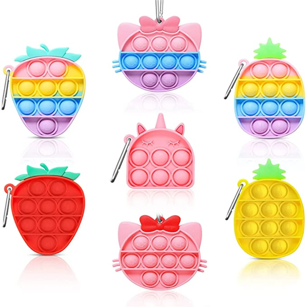 

Мини-Поппер, ананас, клубника, поп, брелок с рисунком из игры игрушка, сенсорный силикон, красочная тревожность, пузырь, поп, цепь, игрушка-ант...