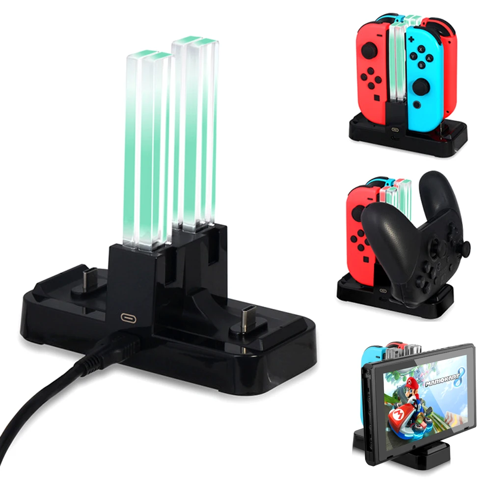 

New High Quality 4 In1 Fast Charge Stand for Nintend Switch Joy-con Controller Led Type-c Charger for Ns Pro Gamepad
