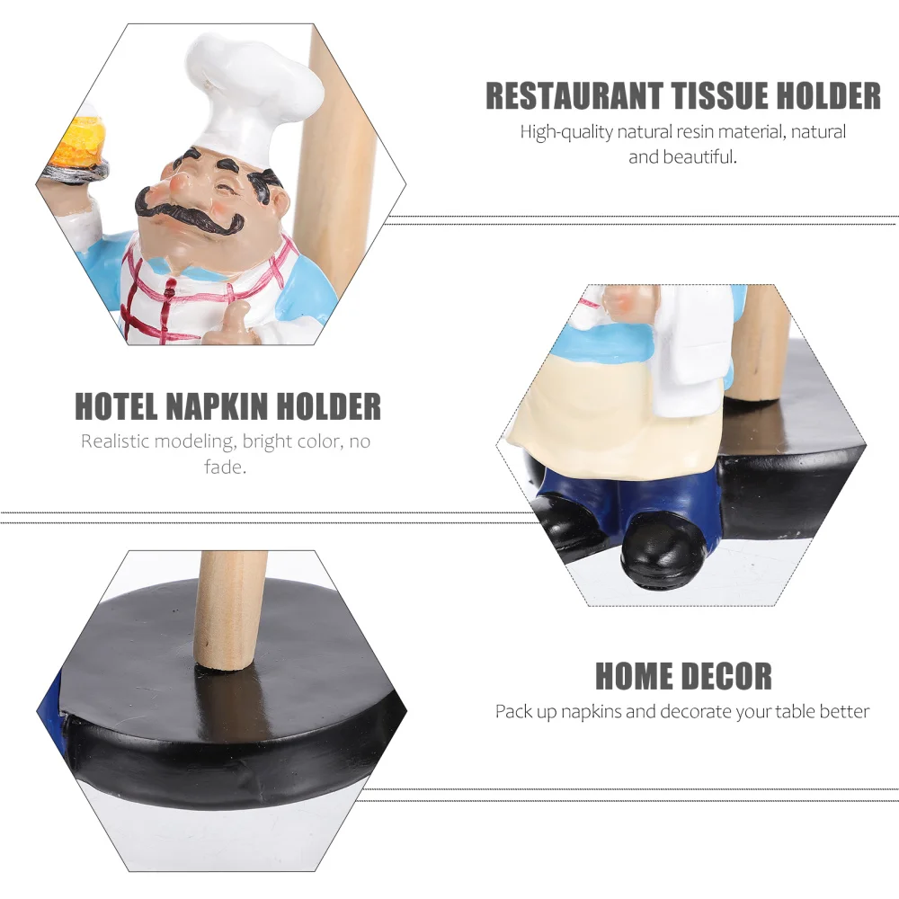 

1Pc Tissue Holder Chef Design Tissue Storage Rack Decor Resin Craft Adornment