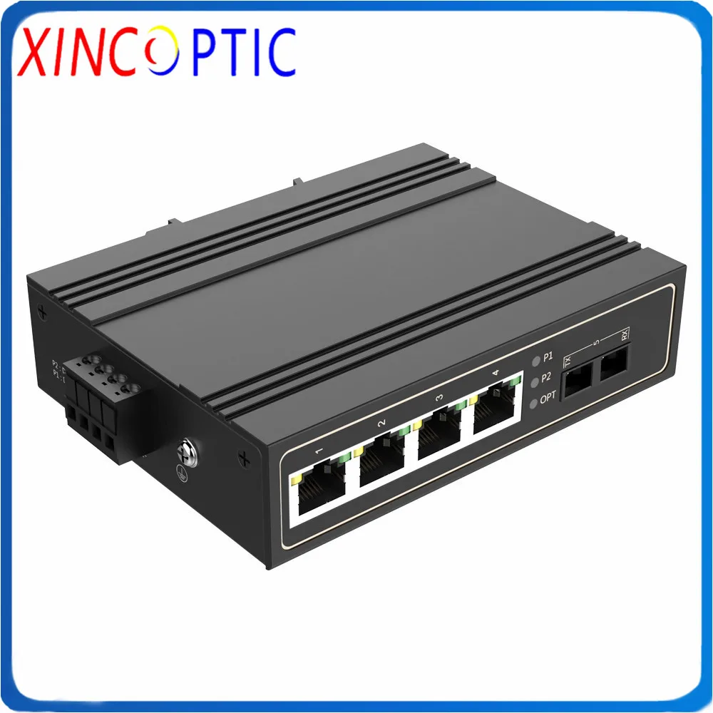 4POE IEEE802.3af/at + 1 одно волокно SM 1310 нм 20 км SC 100 м промышленный PoE
