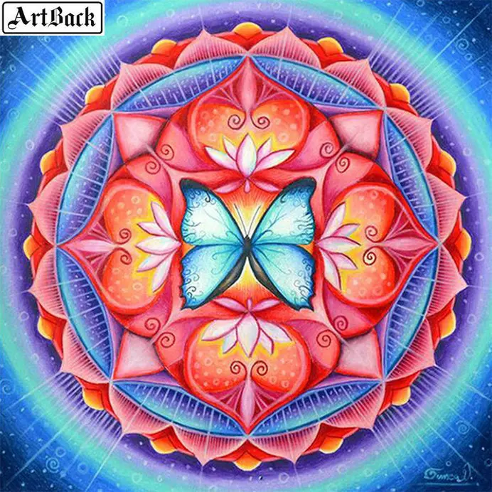 ARTBACK 5d алмазная картина голубая бабочка Вода полный квадратный стикер 3d Бриллиантовая мозаика пейзаж 40x40 см - Цвет: ARL-719