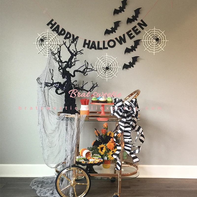 Хэллоуин бумажные тарелки и стаканы Одноразовые трубочки набор посуды Паучья