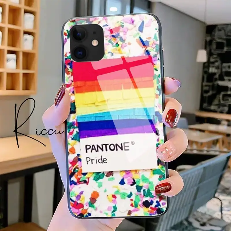 

Pantone Candy Color Art Phone Case Tempered Glass For iPhone 11 Pro XR XS MAX 8 X 7 6S 6 Plus SE 2020 12 Pro Max Mini case
