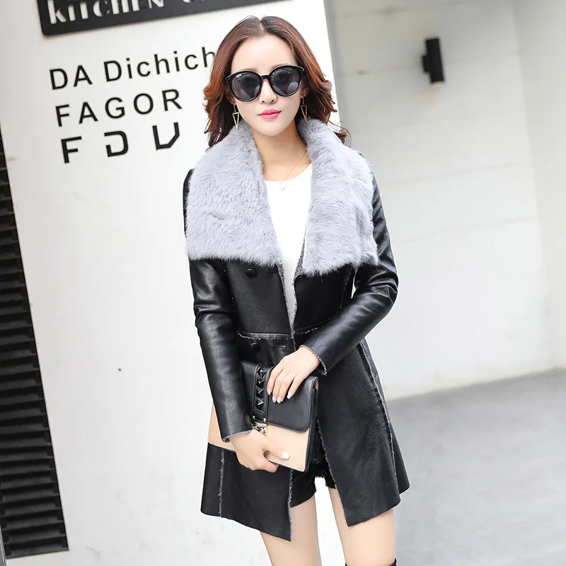 Женское бархатное пальто с меховым воротником длинная приталенная куртка из